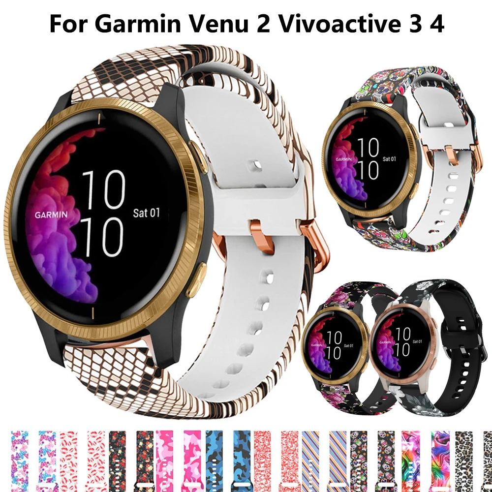 Top Trends: 20mm 22mm Printing Strap For Garmin Watch Venu 2 SQ Vivoactive 3 4 Band Forerunner 645 Silicone Wristband SmartWatch Bracele Shoppable Styles