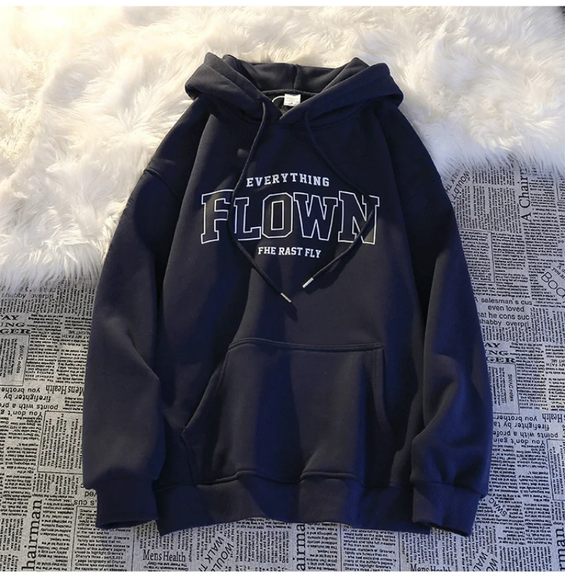 Top Trends: Flown Letter Printed Hoodies Men / women Casual Fashion Hooded Shirt Long Sleeves Pullover Sweatshirts Oversized Unisex Clothing Shoppable Styles - Image 5