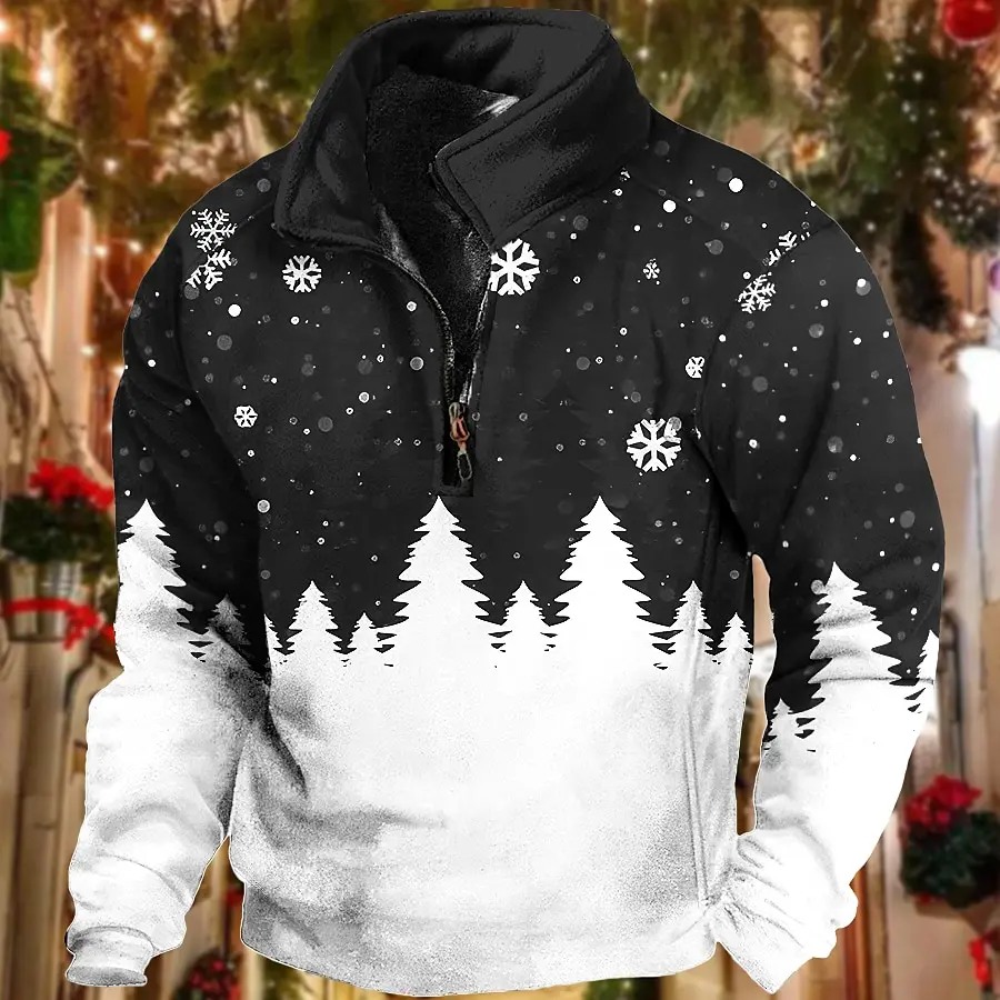 Top Trends: Christmas Men's Zipper Sweatshirts 3d Christmas Tree Printed Fashion Men's Clothing Loose Large Pullover Autumn Fashion Top Tees Shoppable Styles