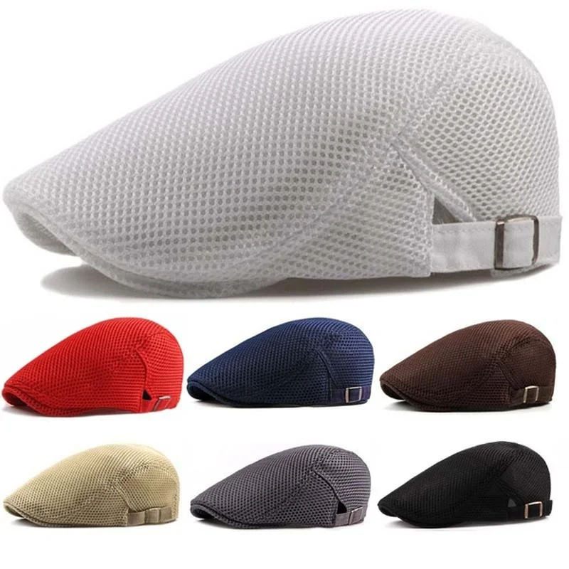 Top Trends: 2021 Fashion Summer Men Hats Breathable Mesh Newsboy Caps Outdoor Gorros Fashion Sun Hats Flat Cap Unisex Adjustable Caps Gorras Shoppable Styles