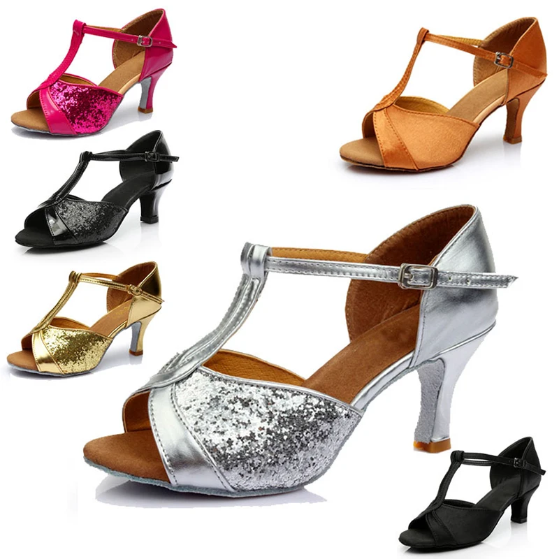 Top Trends: Ballroom Dance Shoes For Women Girls Quality Satin Salsa Sandals High Heels Tango Latin Dance Shoes Shoppable Styles