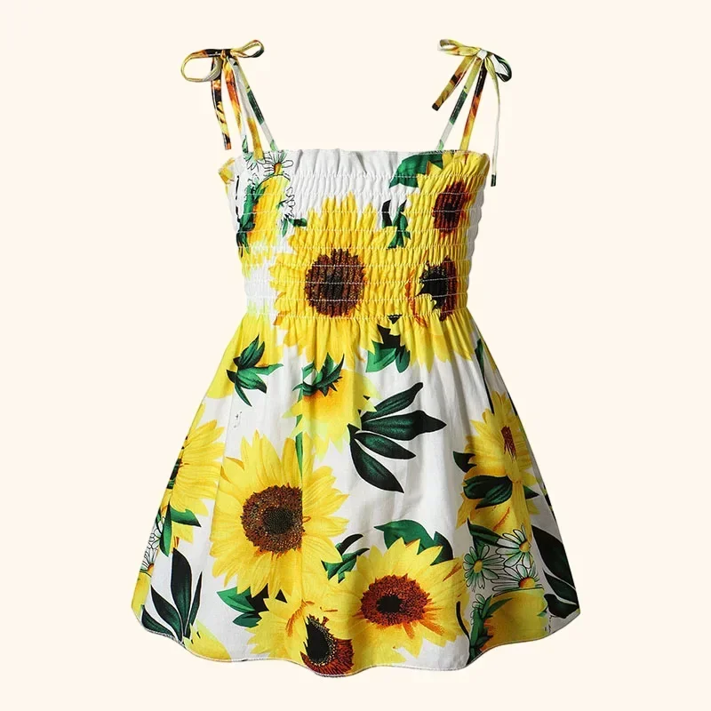 Top Trends: Children Girl Dress Summer Elegant Sling Princess Dresses Flower Print Kids Beach Sundress Casual Cotton Baby Girl Clothing Shoppable Styles