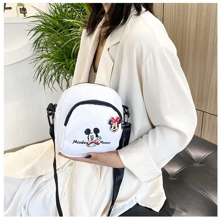 Top Trends: Disney Mickey Mouse Children's Shoulder Bag Girl Fashion Cartoon Print Canvas Crossbody Bag Student All-in-one Shoulder Bag Shoppable Styles