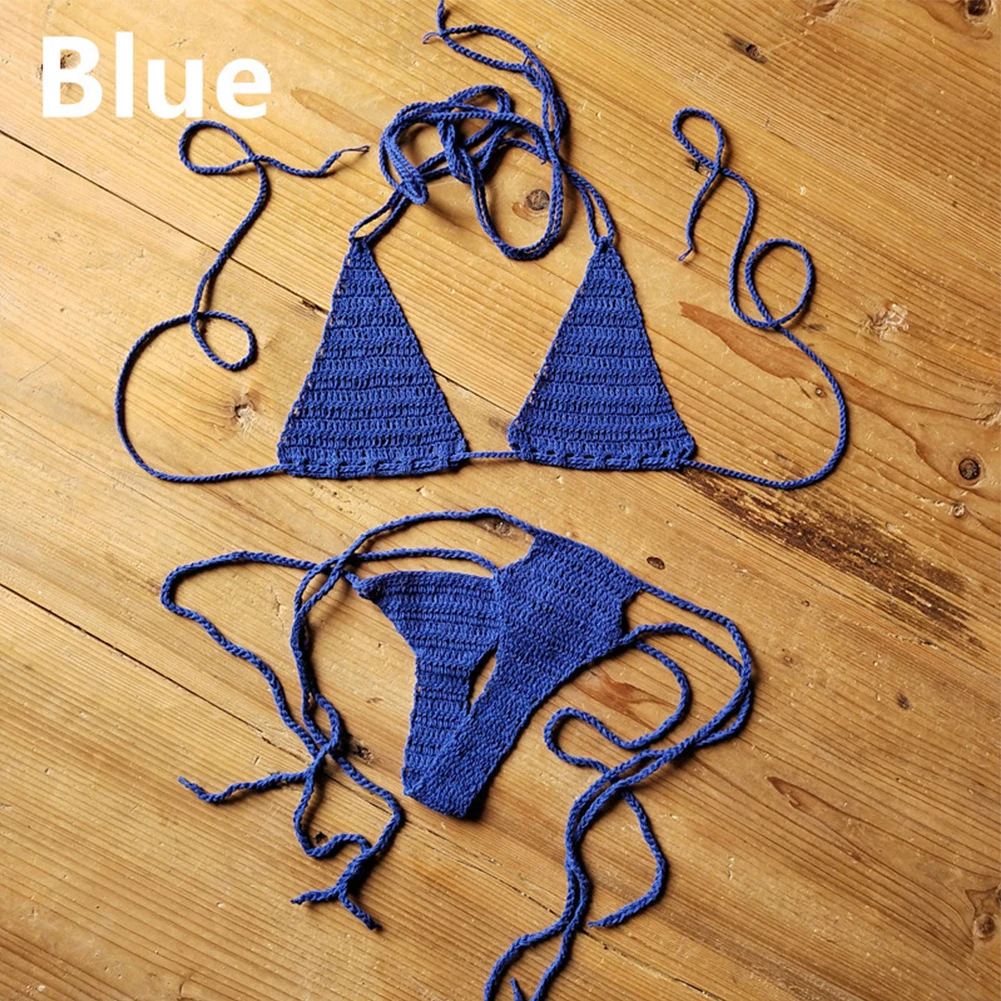 Top Trends: Sexy Women's Swimsuit Hand Crochet Solid Color Bandage Bikini Set Summer Beach Swimwear Bohemian Two-piece Swimsuit Bikinis Sets Shoppable Styles - Image 3