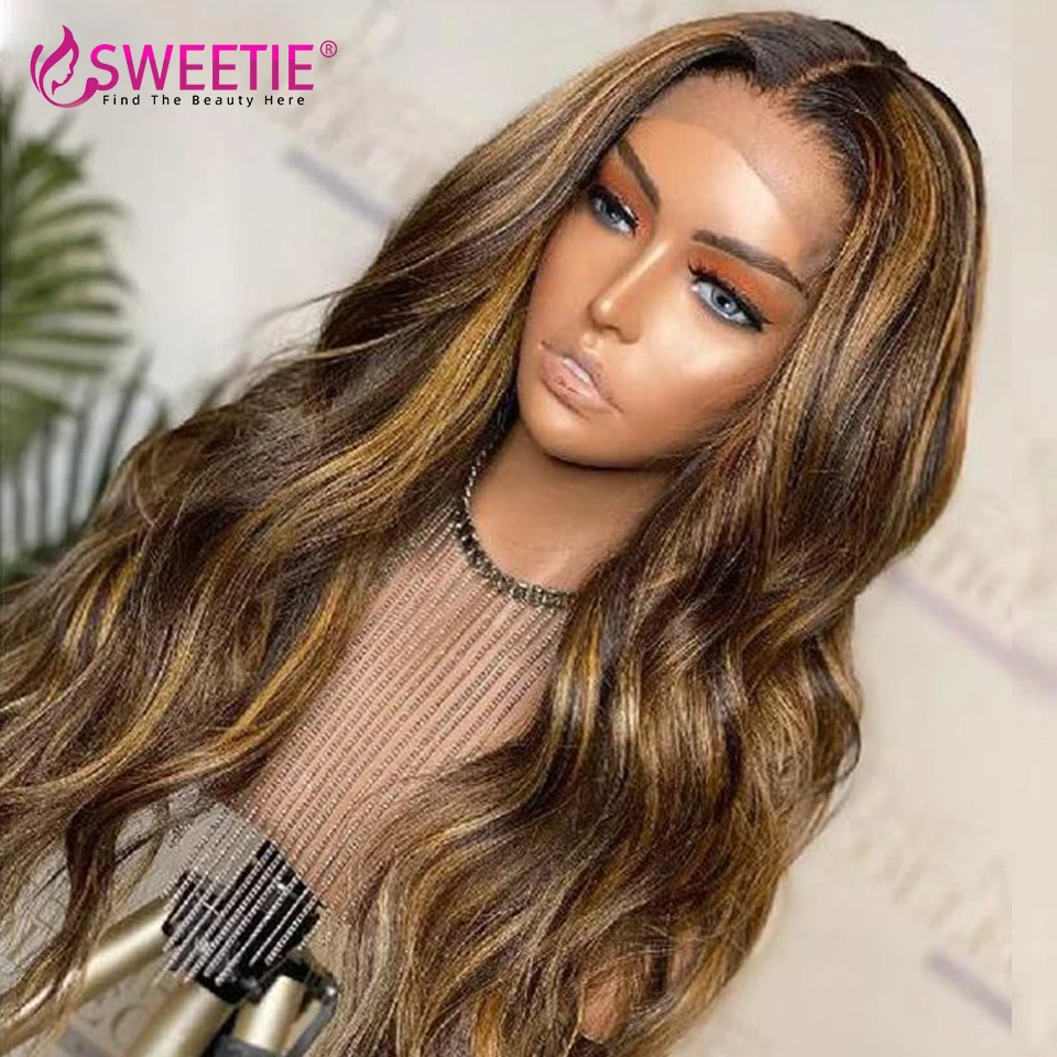 Top Trends: Sweetie Highlight Body Wave Wig P4 / 27 Colored Ombre Lace Front Human Hair Wig 150% Density Top Closure Wigs With Baby Hair Shoppable Styles