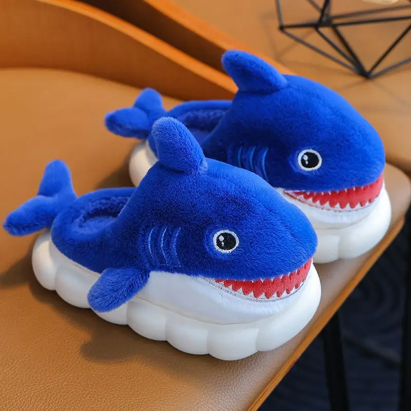 Top Trends: New Arrival Shark Shoes Kids Fuzzy Home Slippers Kawaii Animal Fur Slides Children Winter House Shoes Fluffy Fish Slippers Shoppable Styles