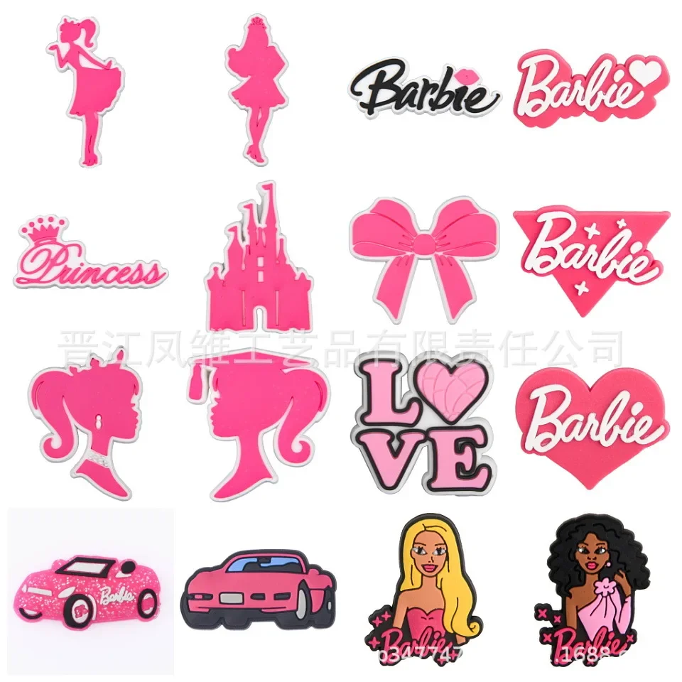 Top Trends: 1pcs Single Sale Barbie Series Shoe Buckle Fashion Cute Cartoon Anime Sandals PVC Accessories Fit Crox Jibz Charms Girls Gifts Shoppable Styles