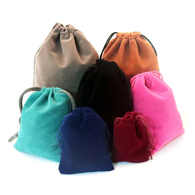 Top Trends: 10pcs 2 Sizes Packing Drawstring Velvet Pouch Sachet Gift Bag For Jewelry Wedding Things Party Bead Container Storage Wholesale Shoppable Styles