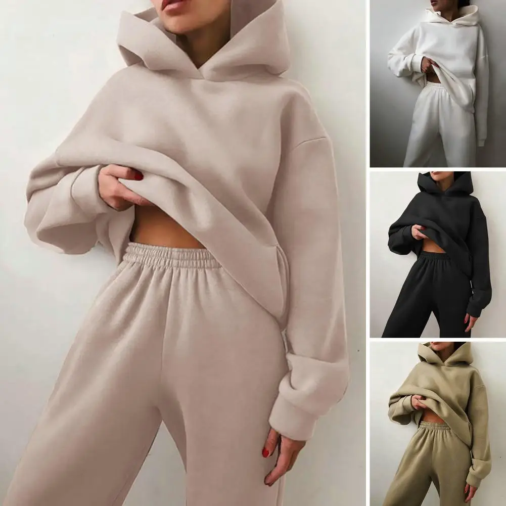 Top Trends: Women Tracksuit Set Cozy Women&#039;s Winter Tracksuit Set Soft Hoodie Pants With Elastic Waist Warm Stylish Jogging Top Trousers Set Shoppable Styles