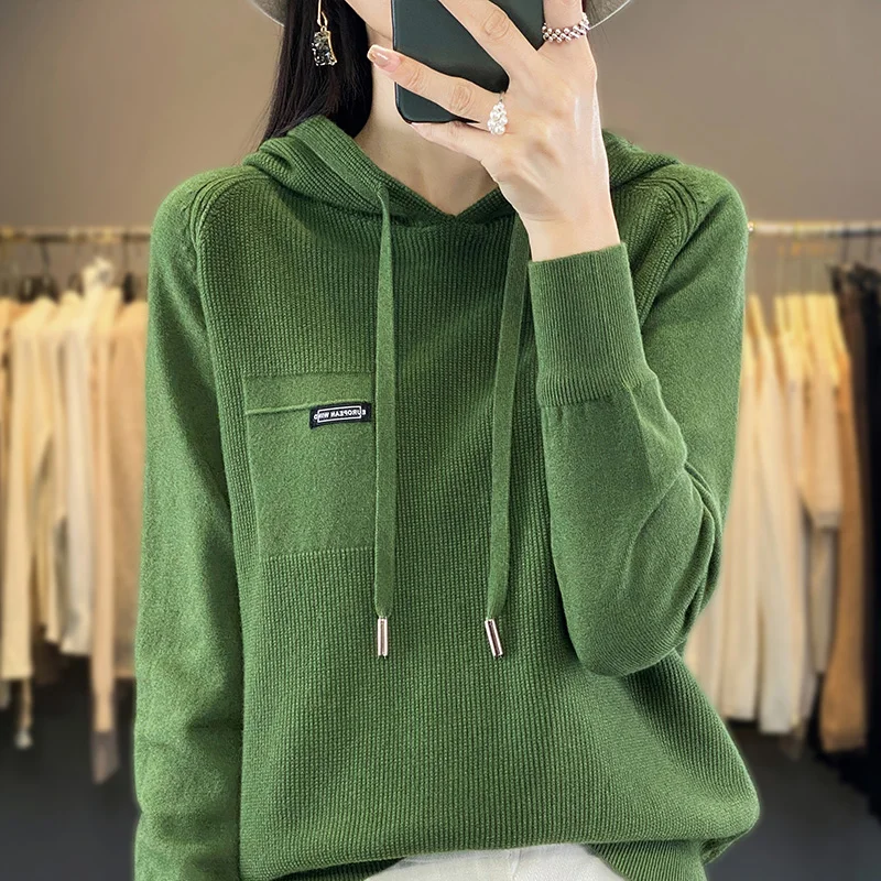 Top Trends: 2023 New Autumn Winter Selection Cashmere Hoodie Women's Loose Hooded Knitted Hoodie Sweater Women Shoppable Styles