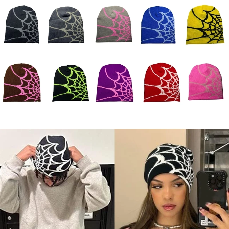 Top Trends: Y2K Beanie Spider Web Hat Y2k Knit Beanie Hat Skullies Beanie Spider Web Beanie Hat Baggy Slouchy Beanie Cap Skull Cap Shoppable Styles