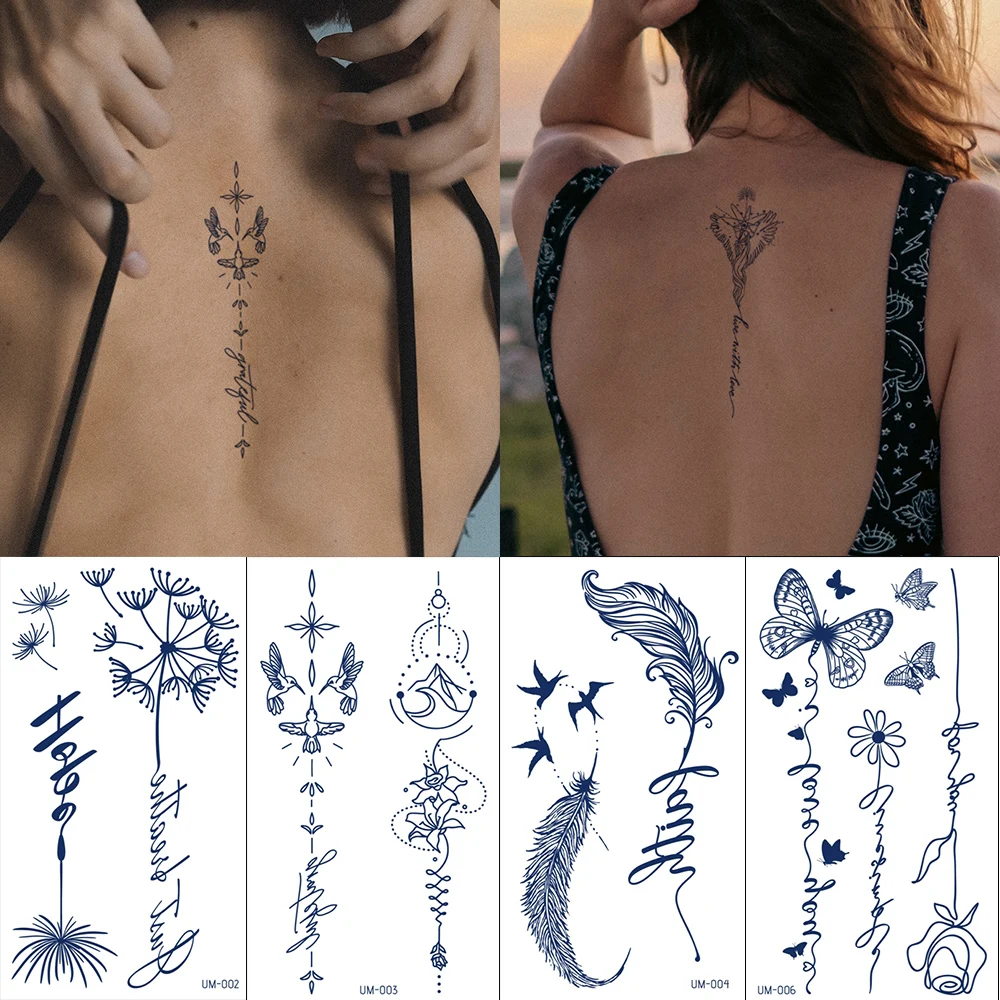 Top Trends: Herbal Semi-Permanent Waterproof Tattoo Feather Simple Flower Juice Lasting 2 Weeks Realistic Body Art Back Tattoo Stickers Shoppable Styles