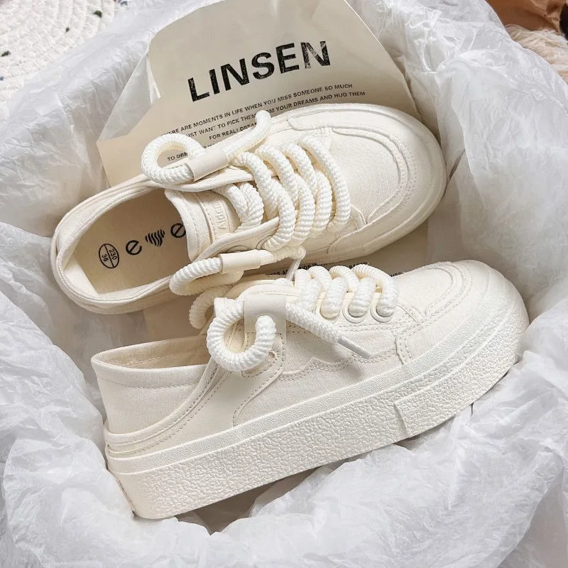 Top Trends: 2023 Summer New Heel Treadable Half Trailer Canvas Shoes For Women's Simple Versatile Little White Shoes Platform Sneakers Women Shoppable Styles