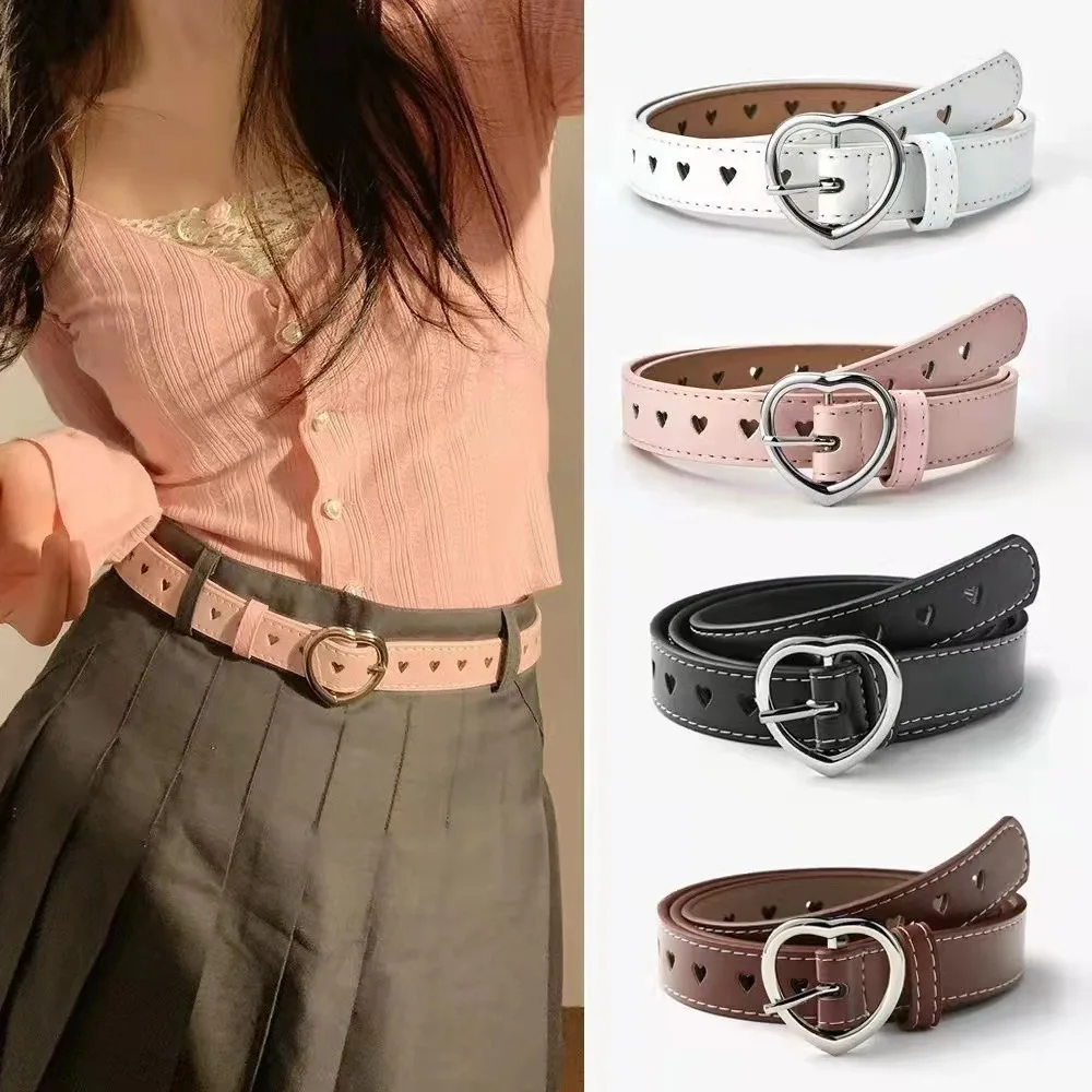 Top Trends: Children PU Leather Belts For Kids Cute Love Heart Buckle Waist Belt Y2k Waistband Luxury Designer Love Heart Eyelet Waist Belt Shoppable Styles - Image 5