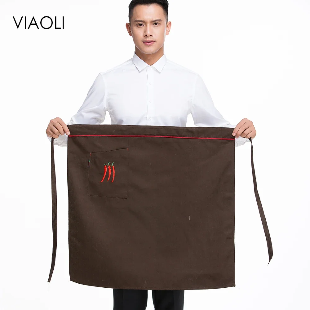 Top Trends: Kitchen Cooking Apron Work Dining Half-length Long Waist Apron Catering Chefs Hotel Waiter Uniform Essential Supplies Embroidery Shoppable Styles