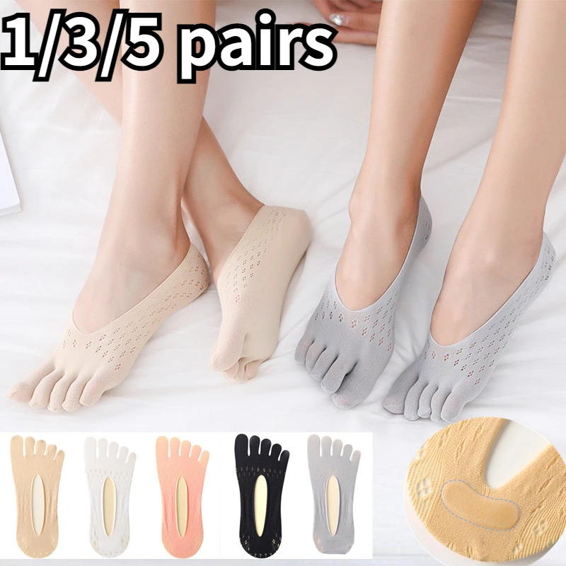 Top Trends: 1 / 3 / 5pairs Women Five Toes Breathable Socks Velvet Ultrathin Five-finger Invisible Anti-skid Anti-friction Boat Sock Ankle Socks Shoppable Styles