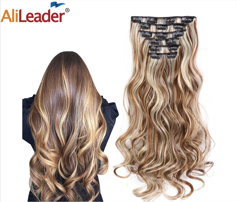 Top Trends: Alileader Synthetic Hair 16 Clip In Hair Extension Clip For Women 6Pcs / Set Hair Extension Clip In Ombre Fake Hairpiece Long Wavy Shoppable Styles