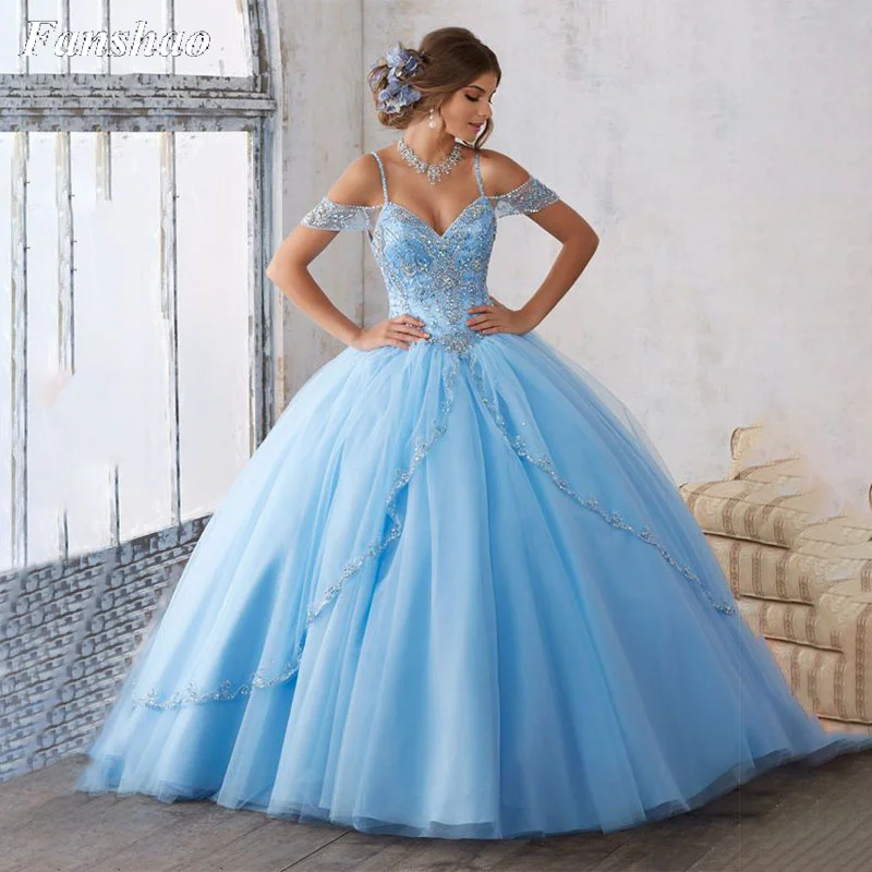 Top Trends: Fanshao Wd031 Spaghetti Straps Quinceanera Dresses Ball Gown Beads Princess Sweet 16 Masquerade Birthday Party Gowns Shoppable Styles