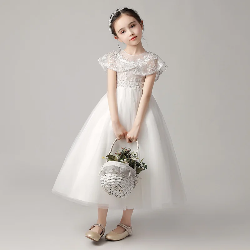 Top Trends: Fluffy Flower Girl Dress Lace Embroidered Wedding Princess Dress Host Performance Costume Skirt Evening Dresses Shoppable Styles