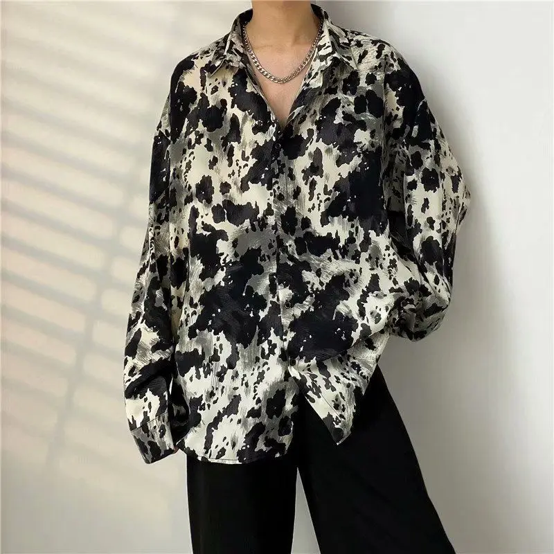 Top Trends: 2023 Men's Clothing Turn-down Collar Handsome Long Sleeve Button Spring Summer Thin Man Printing Loose Streetwear Casual Korean Shoppable Styles