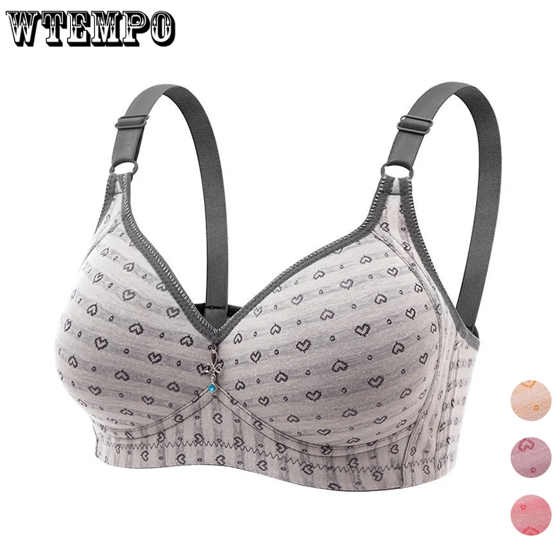 Top Trends: Push Up Bras For Women Plus Size Underwear C D Bra Woman Wireless Bralette Ladies Large Push Bra Love Heart Printed Bras Shoppable Styles