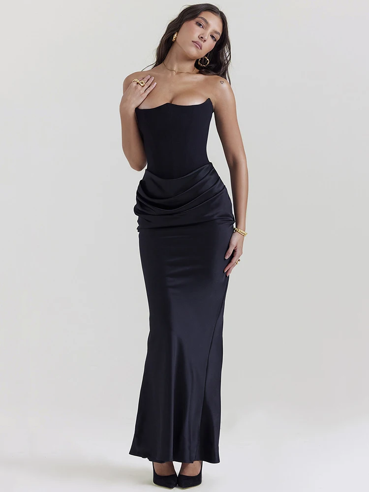 Top Trends: Mozision Elegant Strapless Bodycon Sexy Maxi Dress Women Black Fashion Off-shoulder Sleeveless Backless Club Party Long Dress Shoppable Styles