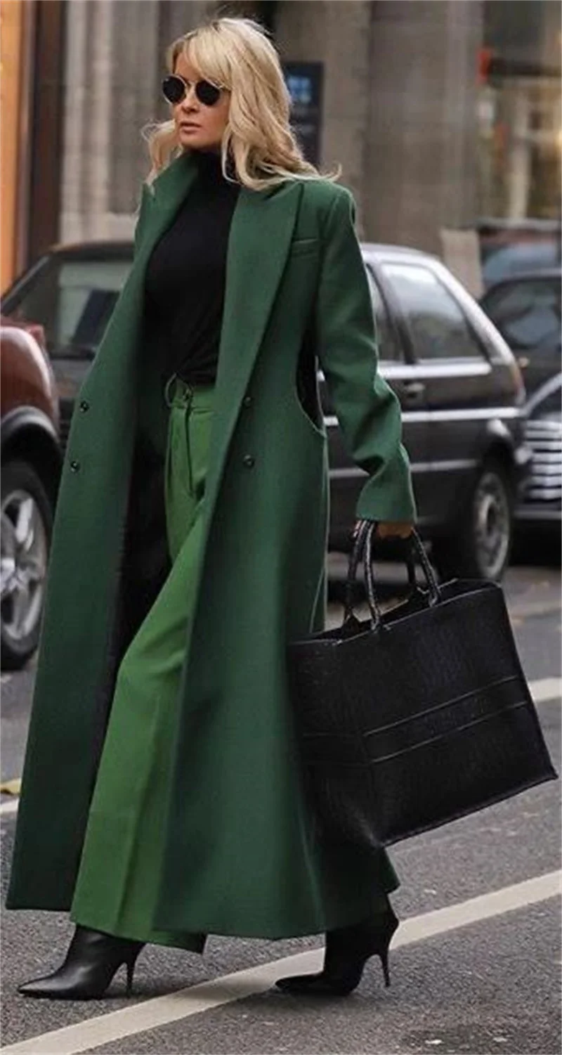 Top Trends: Dark Green Women Overcoat Woolen 1 Piece Double Breasted Blazer Winter Warm Thick Jacket Fashion Streetwear Prom Custom Made Shoppable Styles