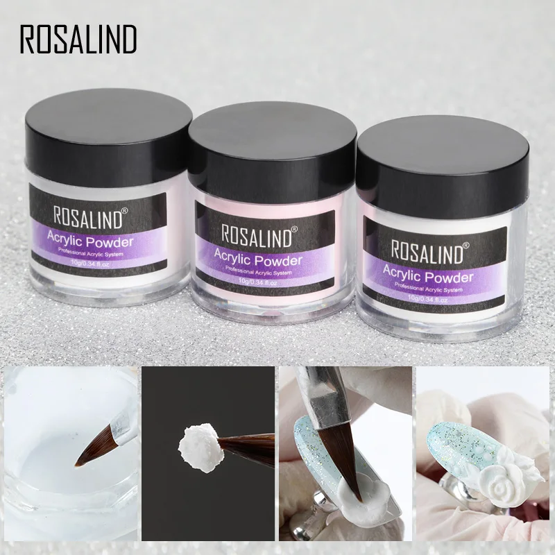 Top Trends: ROSALIND Acrylic Powder Liquid Crystal Powder White Clear Pink For Nail Extension Nail Carving Without UV Lamp Nail Art Design Shoppable Styles