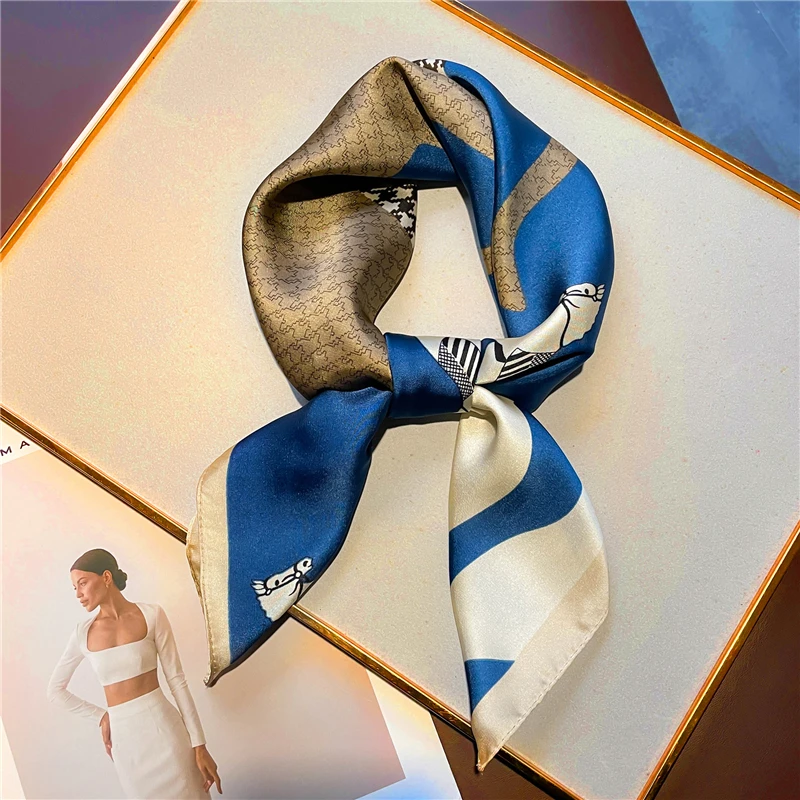 Top Trends: Fashion Horse Print Square Scarf Women 70cm Silk Satin Neck Tie Shawl Wraps Female Hair Headband Hijab Bandana Kerchief Shoppable Styles