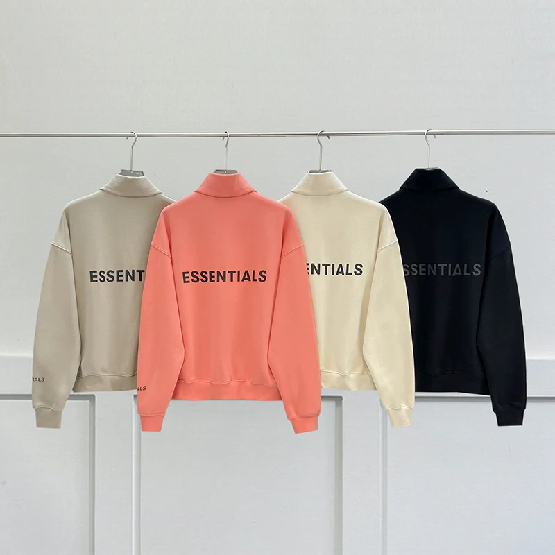 Top Trends: New Fashion Essentials Stand Collar Sweatshirt Back Rubber Letter Print Logo Oversized Loose Unisex Hip Hop Zip Sweatshirt Shoppable Styles