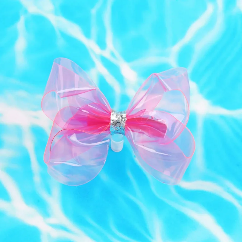 Top Trends: 4" Waterproof Jelly Bows Hair Bows For Girls With Clips Glitter Knot Pool Swim Bows Solid Hairpins Fashion Kids Headwear Shoppable Styles - Image 3