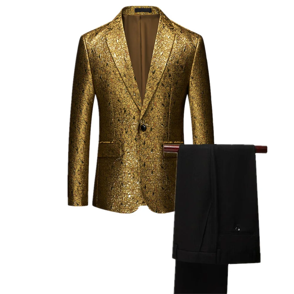 Top Trends: Luxury Male Suit 2023 New In Best Selling Golden Flower Suit Men's Long Sleeve Jacket Formal Party Business Wedding Male Suits Shoppable Styles - Image 4