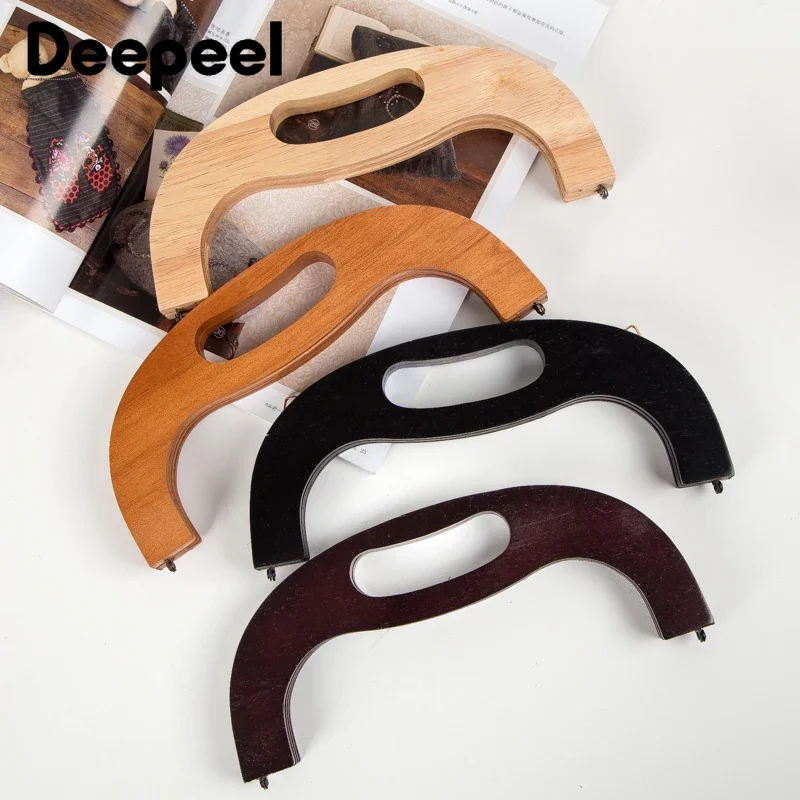 Top Trends: 1Pc Deepeel 24.5*12cm Bag Wooden Handles Purse Frame Kiss Clasp Sewing Brackets Wood Bags Closure DIY Handbag Handle Accessories Shoppable Styles