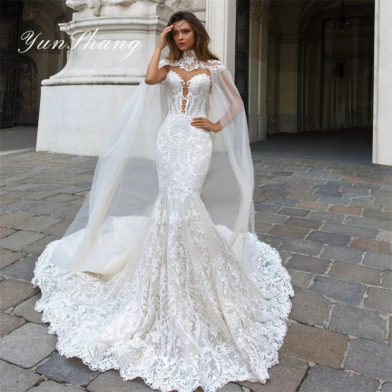 Top Trends: Yunshang Luxury Mermaid Wedding Dress Women Sweetheart Lace Open Back Spaghetti Straps Bridal Gown Sweep Train Vestidos De Novia Shoppable Styles