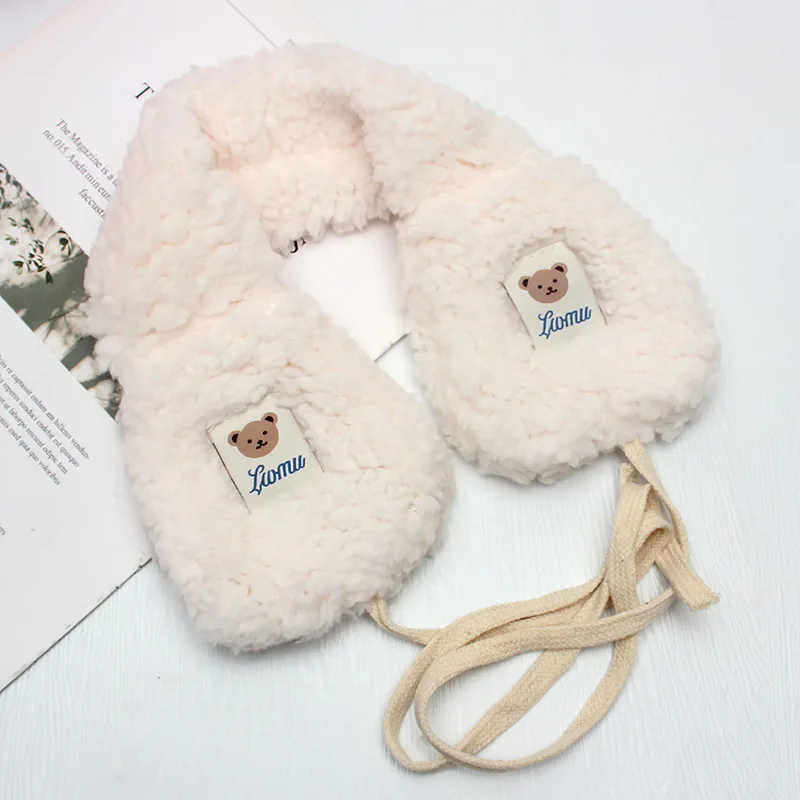 Top Trends: Korean Fashion Plush Earmuff Cute Bear Lace UP Ear Cover Winter Thicken Warm Ear Adults Kids Adjustable Warmer Earmuffs Ear Bag Shoppable Styles