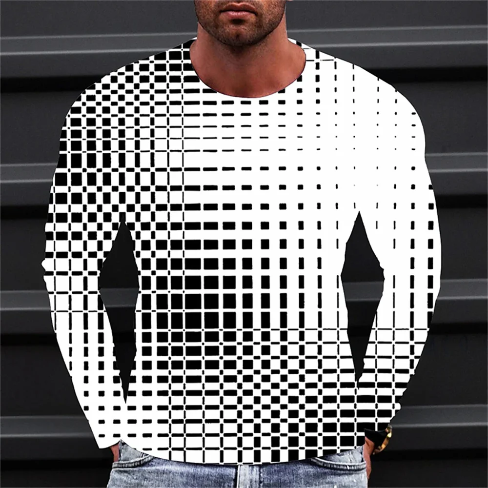 Top Trends: 2023 Oversized Men T-Shirt Long Sleeve O-Neck Casual Loose Pullover Tops Geometrical Graphics Stripe Print Designer Clothes New Shoppable Styles - Image 5