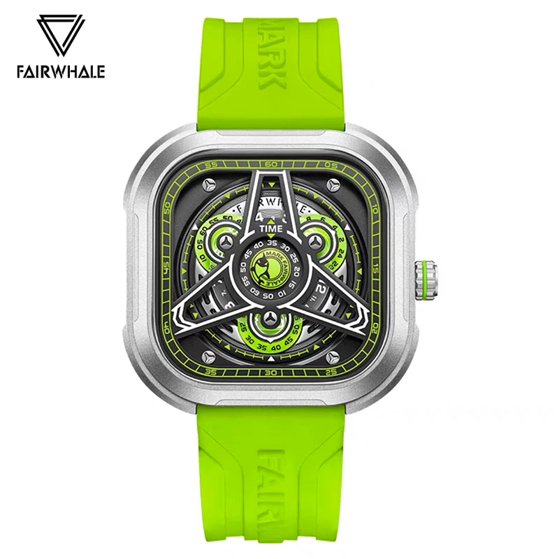 Top Trends: 2023 New Fashion Green Watch For Mens Sports Silicone Strap Waterproof Square Quartz Wrist Watches Luxury Brands Mark Fairwhale Shoppable Styles