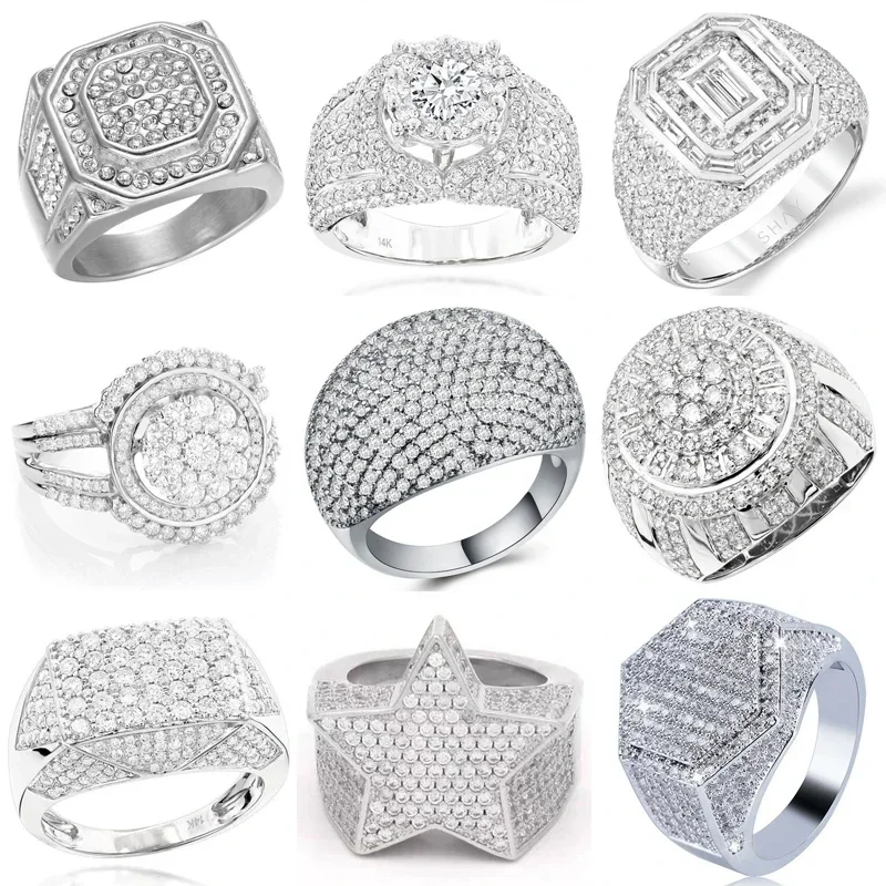 Top Trends: Ofertas Hip Hop Style Trendy Men Rings Copper Ring Iced Out Bling Pave Cubic Zirconia Geometry Ring Charms Shoppable Styles