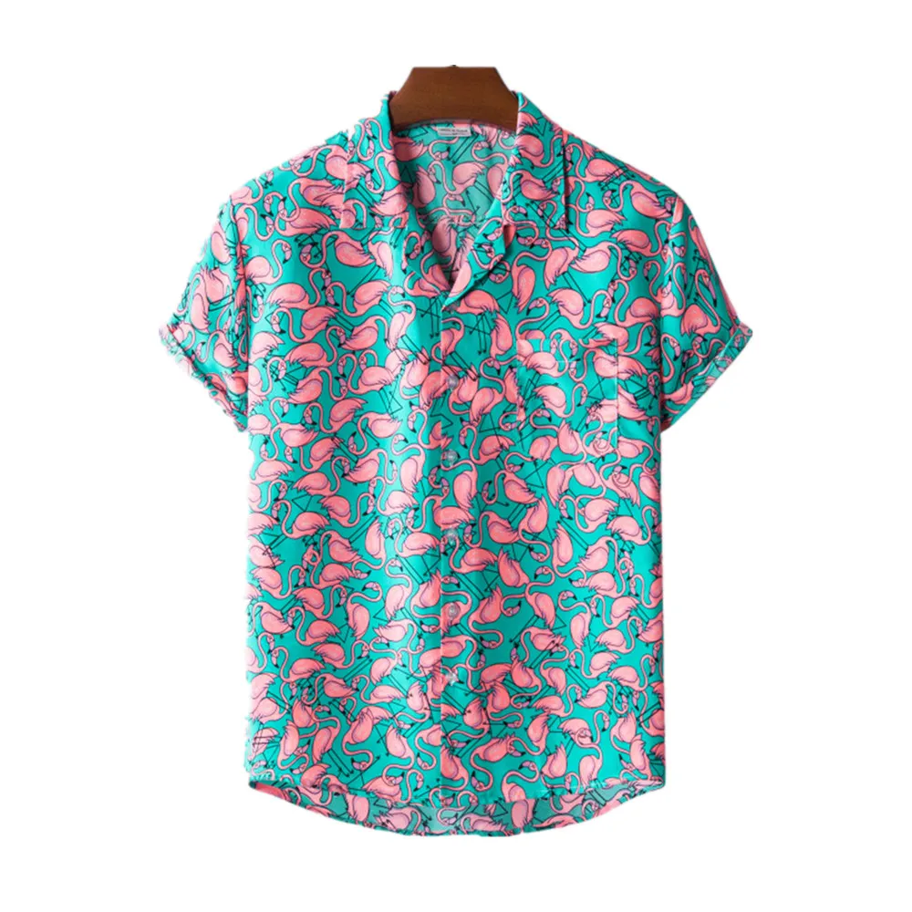 Top Trends: Hawaiian Flamingo Print Beach Shirts Men's Short-sleeved Casual Shirt Seaside Vacation Quick-drying Clothes Loose Floral Tops Shoppable Styles