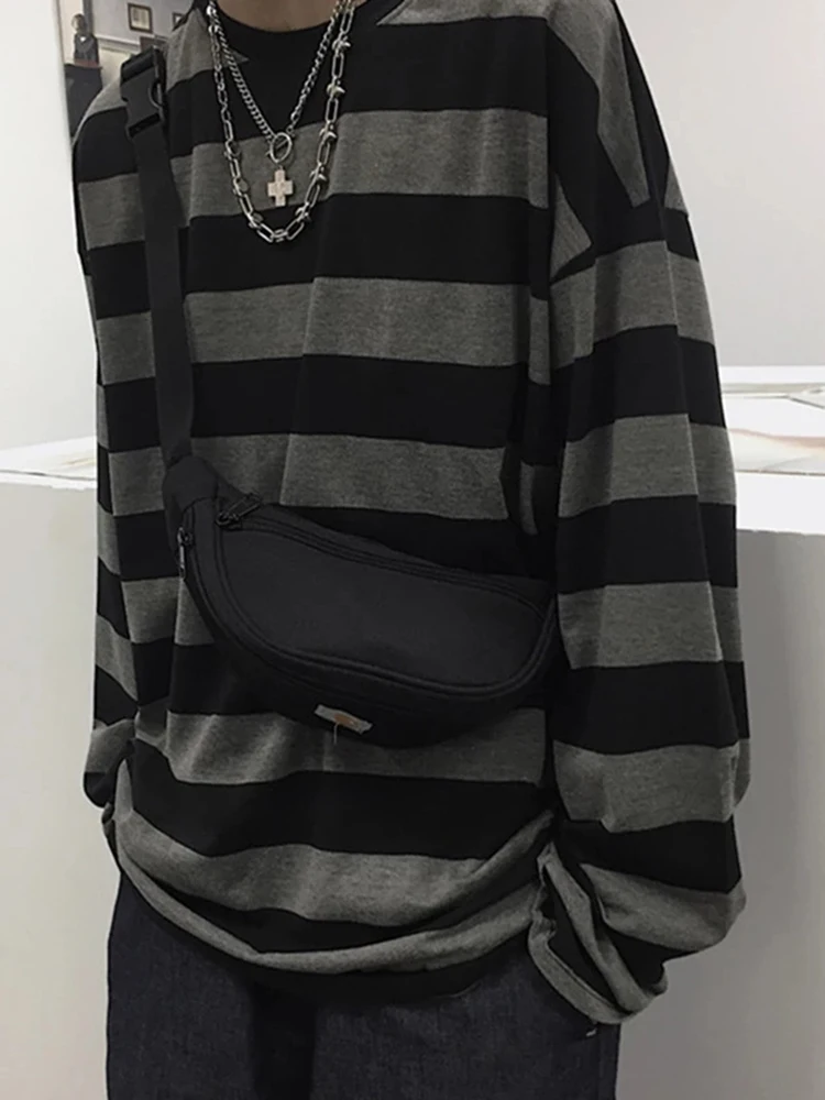 Top Trends: Striped Shirts Streetwear Harajuku Couple Tops Woman Oversize Vintage Gothic Shirt Spring Long Sleeve T-shirt Female Blouse Tops Shoppable Styles