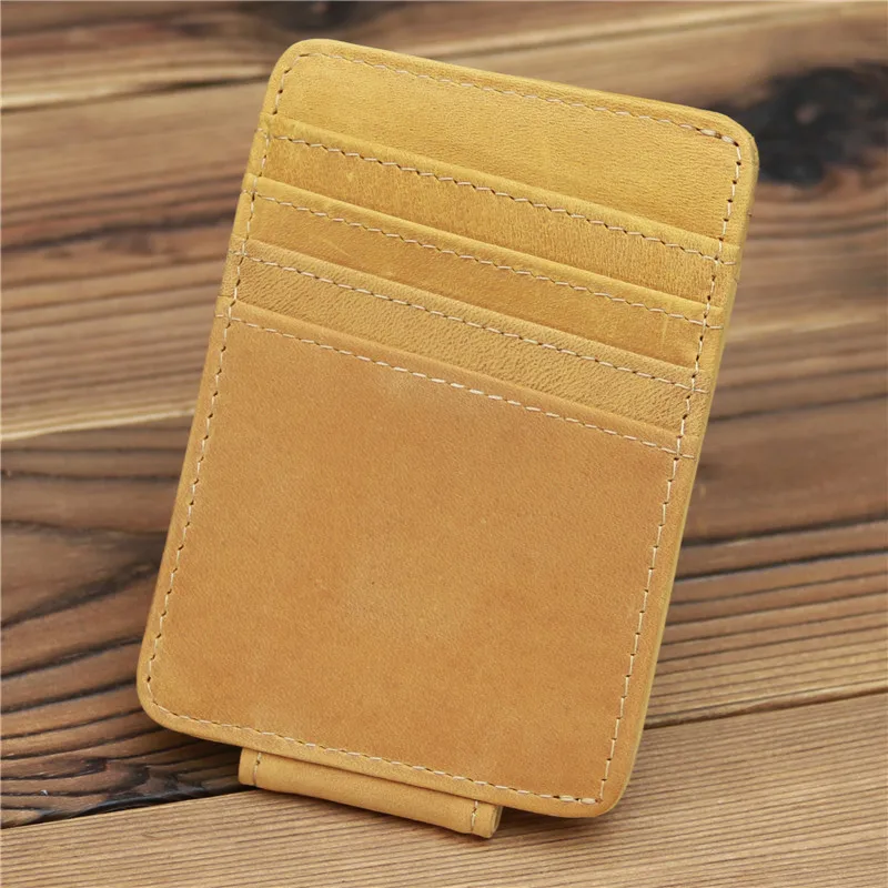 Top Trends: Genuine Leather Money Clips For Men Women Card Holder Wallet Handmade Male Small Pocket Purse Money Bag Mini Dollar Bill Clip Shoppable Styles