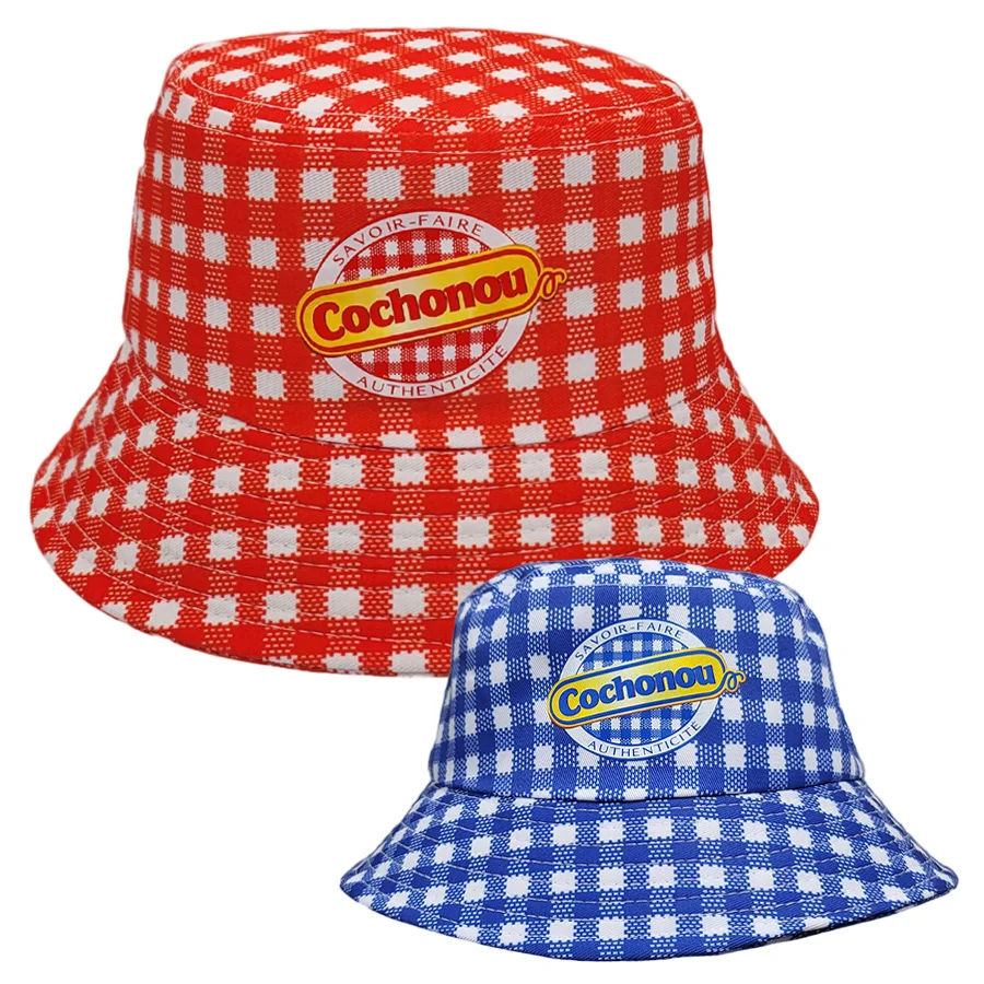 Top Trends: Beautiful Cochonou Bob Hats Red Plaid Style Bucket Hats For Men Women Unisex Breathable Outdoor Panama Caps Fisherman Hats Shoppable Styles