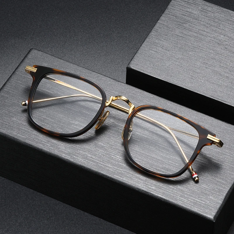 Top Trends: New York Brand Square Glasses Frame Women Fashion Optical Myopia Prescription Eyeglasses Men Alloy Acetate Full Rim Eyewear Shoppable Styles