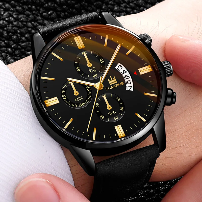 Top Trends: Relogio Masculino Watches Men Fashion Sport Box Stainless Steel Leather Band Watch Quartz Business Wristwatch Reloj Hombre 2019 Shoppable Styles