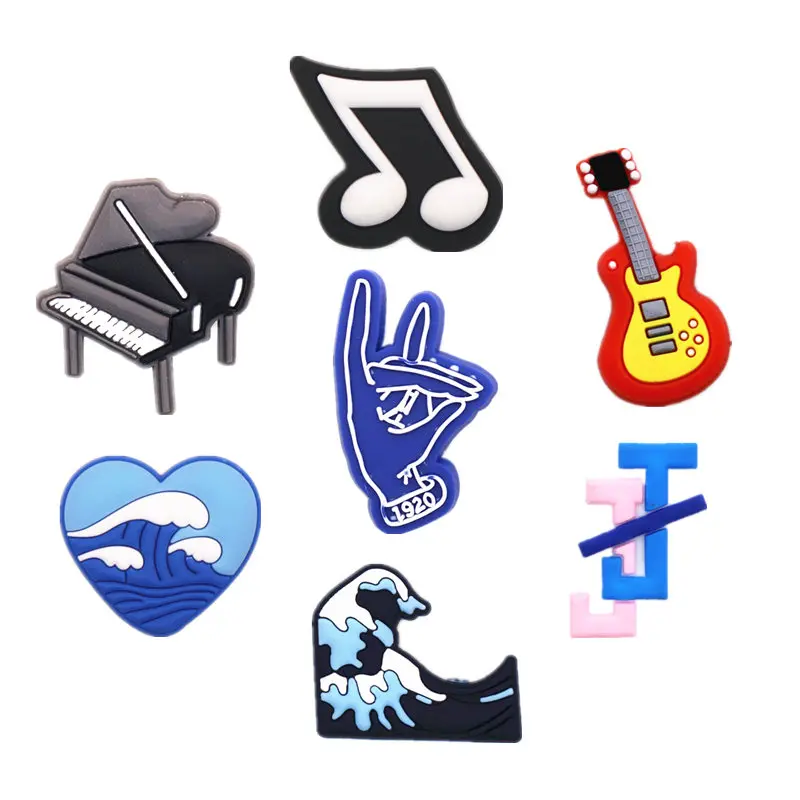 Top Trends: 1pcs PVC Shoe Charms Accessories Piano Music Notes Guitar Waves Shoe Decorations For Bracelet Kids Gifts ZJ09LI3 Shoppable Styles