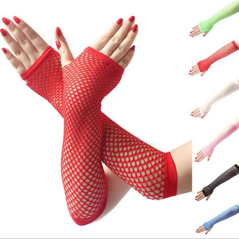 Top Trends: Ladies Neon Sexy Long Fingerless Fishnet Lace High Elasticity Gloves Hand Gloves Girls Punk Goth Dance Mesh Fishnet Glove Shoppable Styles