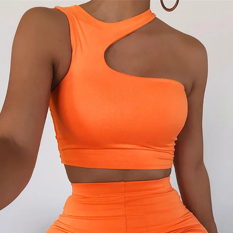 Top Trends: Sexy Off One Shoulder Irregular Hollow Out Sport Tank Top Halter Crop Tops Women Sleeveless Cropped Vest Camis Tube Top Female Shoppable Styles