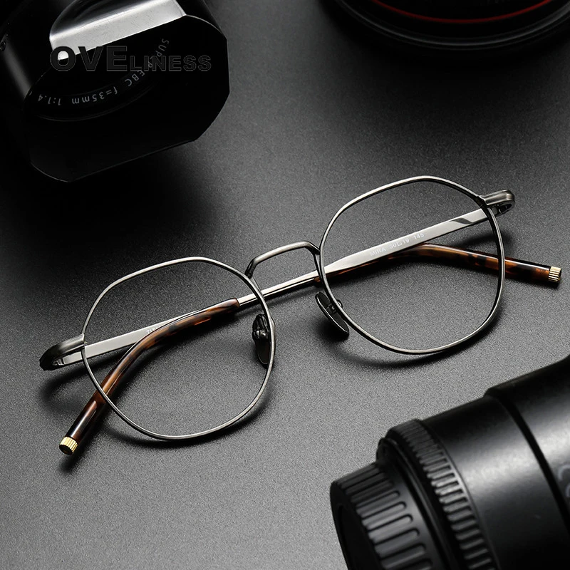 Top Trends: Pure Titanium Glasses Frame Men Women Retro Vintage Round Eyewear Prescription Optical Myopia Korean Eyeglasses Frames Eyewear Shoppable Styles