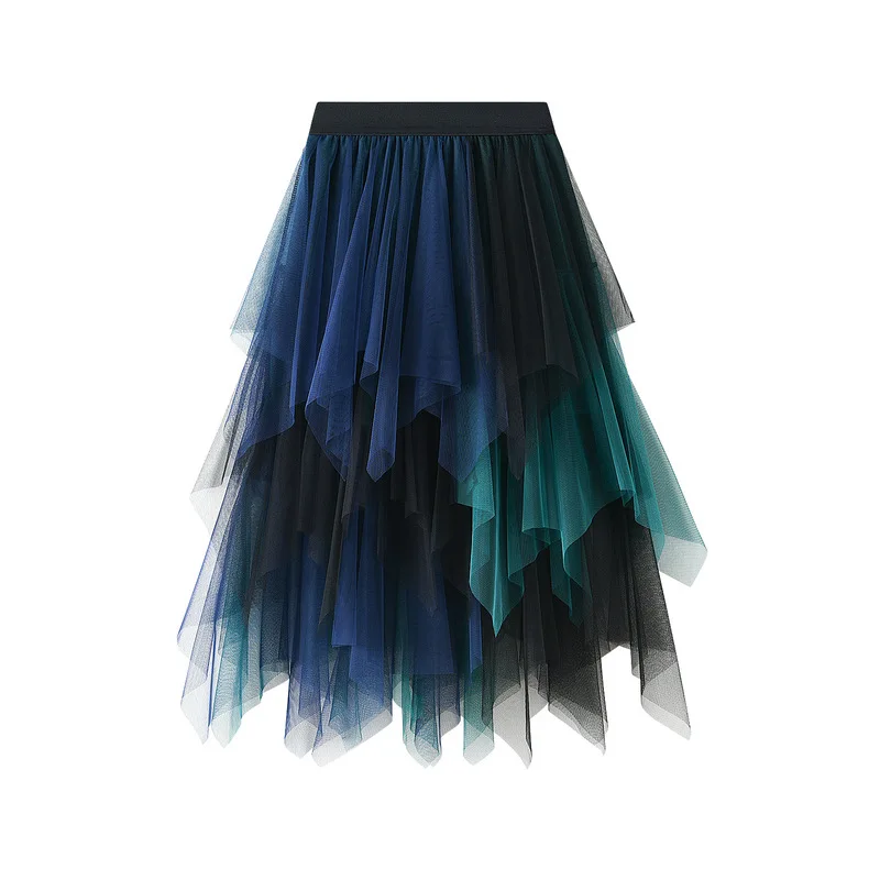 Top Trends: Green Patchwork Irregular Tulle Skirt Women 2022 New Spring Summer High Waist Midi Long Tutu Skirt Female Jupe Longue Shoppable Styles