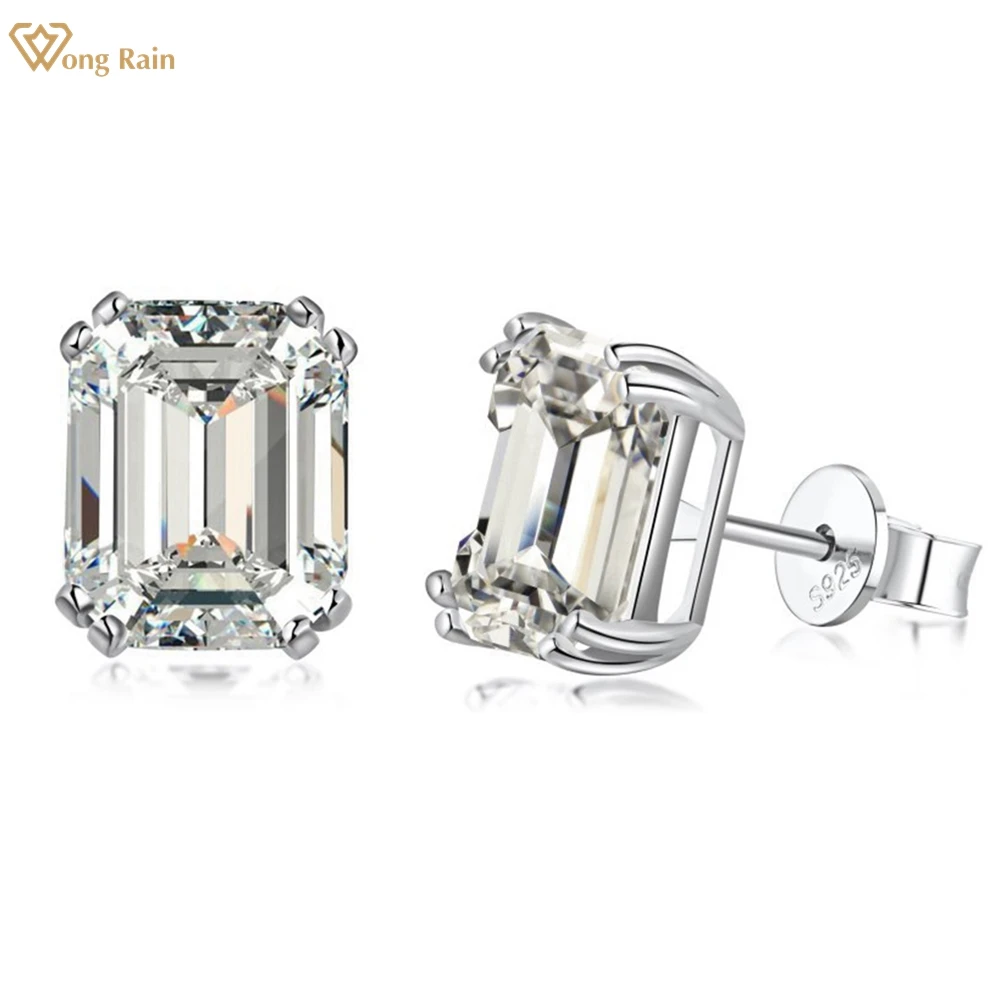 Top Trends: Wong Rain 100% 925 Sterling Silver Emerald Cut 4CT High Carbon Diamonds Ear Stud Earrings Wedding Party Jewelry Drop Shipping Shoppable Styles